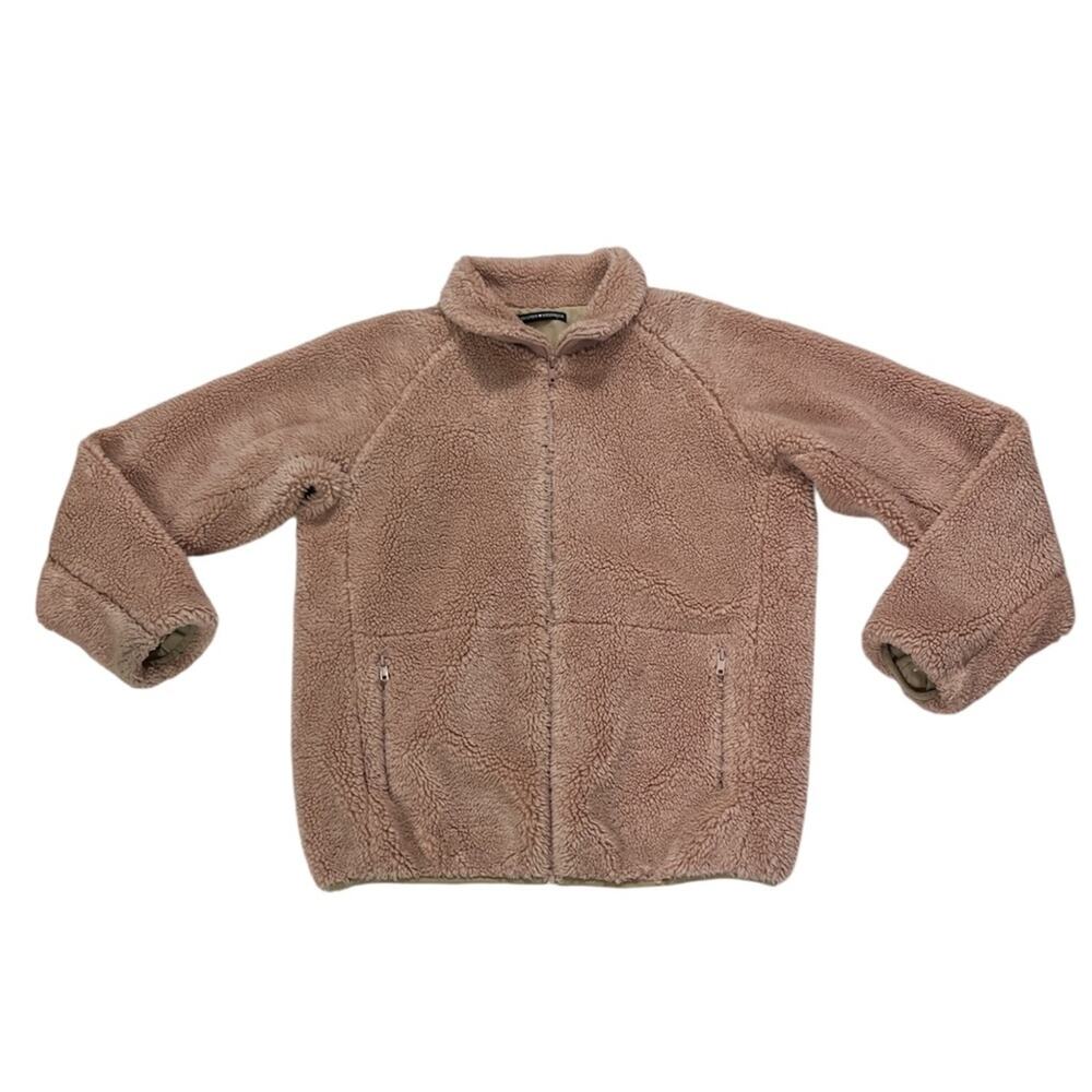 Brandy Melville Sherpa Full Zip Teddy Jacket Coat Size M Winter Cozy Girly